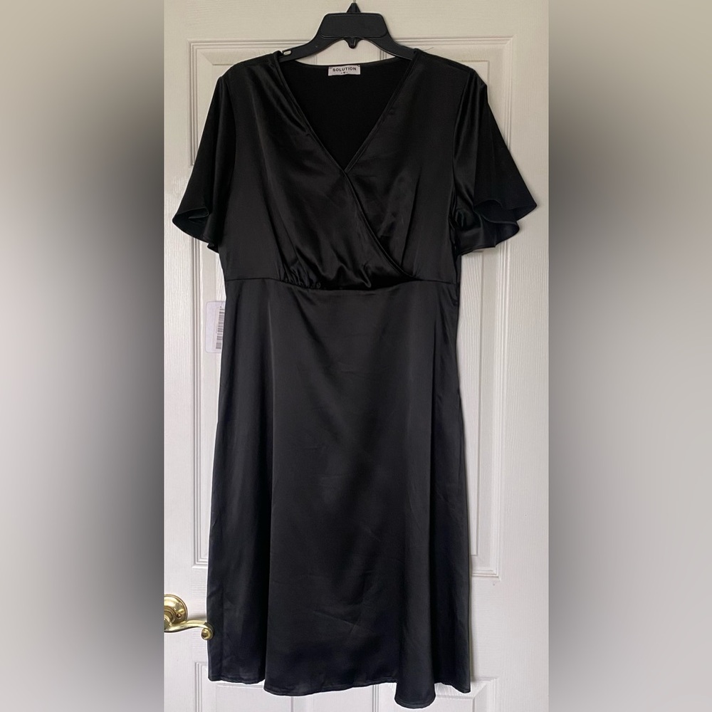 Black Satin Midi Dress